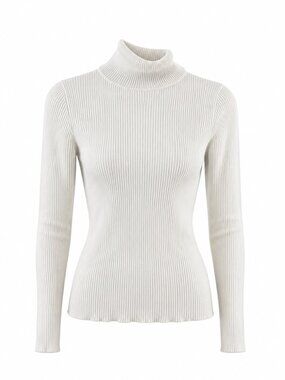 🌷 2/15 Ambiance Apparel Cream Ribbed Turtleneck Sweater Size L